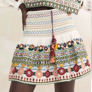 Zara Multicolor Embroidered Mini Skirt